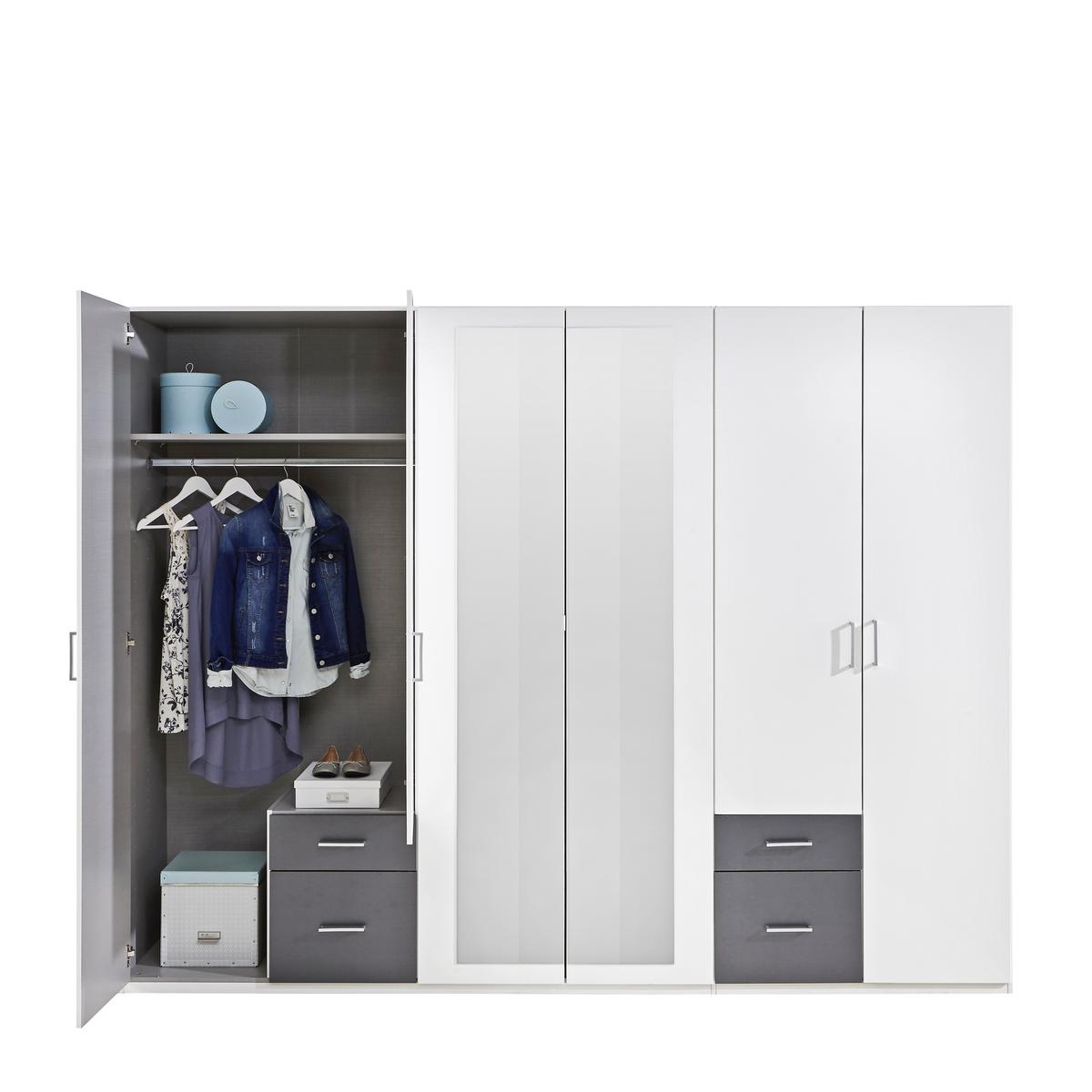 Ormar S Klasičnm Vratima Freiburg - bijela/srebrne boje, Design, staklo/drvni materijal (270/210/58cm) - Modern Living
