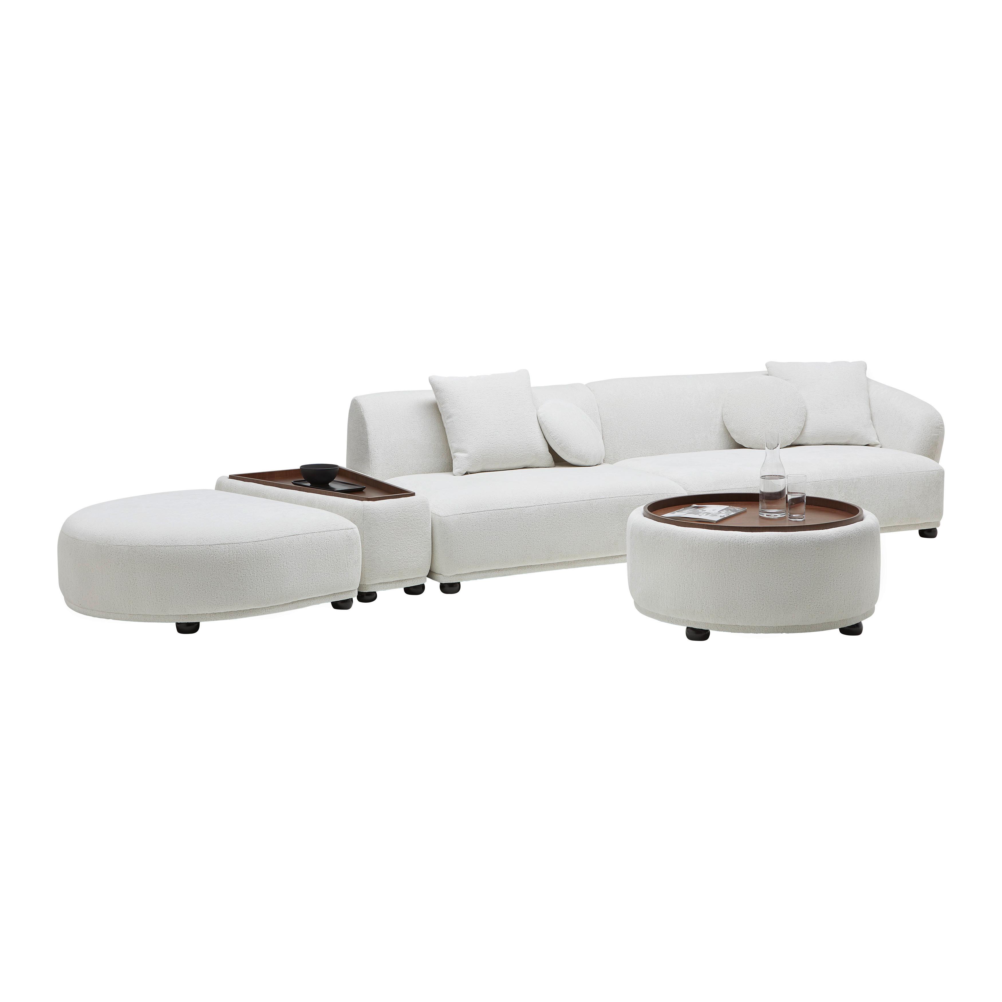 HÖRNSOFFA KIRA - vit/svart, Modern, trä/textil (408/108cm) - Bessagi Home