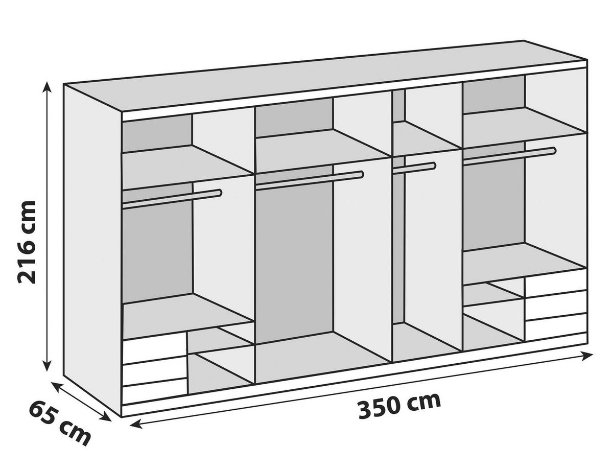 Ormar S Kliznim Vratima Level 36a - bijela/boje hrasta, Basics, drvni materijal/metal (350,00/216,00/65,00cm) - Modern Living