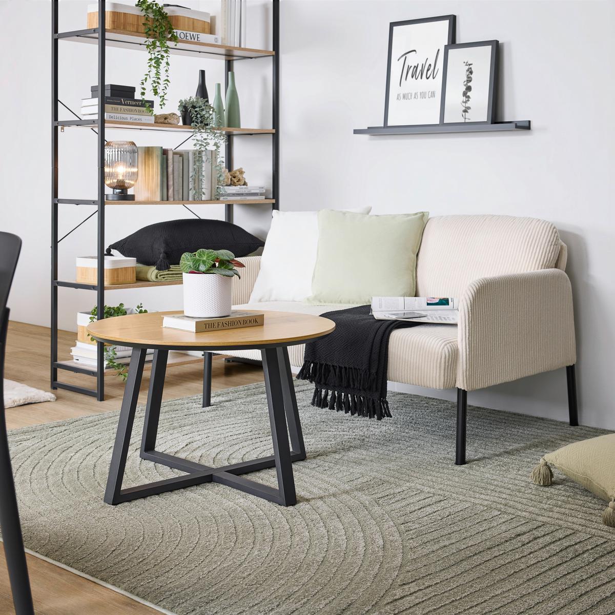 2-Sitzer-Sofa Miami Beige/Schwarz - Beige/Schwarz, MODERN, Holz/Textil (120/73,5/77cm) - Based
