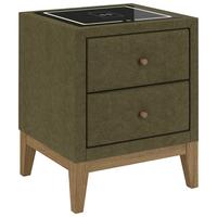 Nachttisch Elena - Olivgrün, Konventionell, Glas/Holz (48/68/45cm) - Sembella