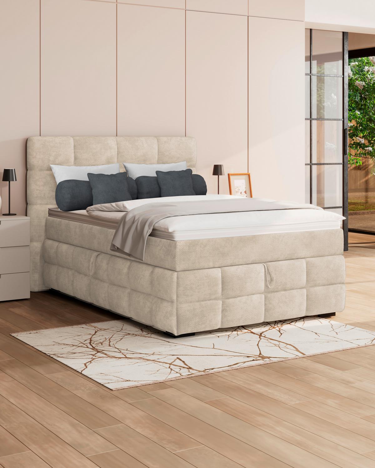 PAT BOX VEGA - alb/verde, Trend, lemn/textil (140/200cm) - Modern Living