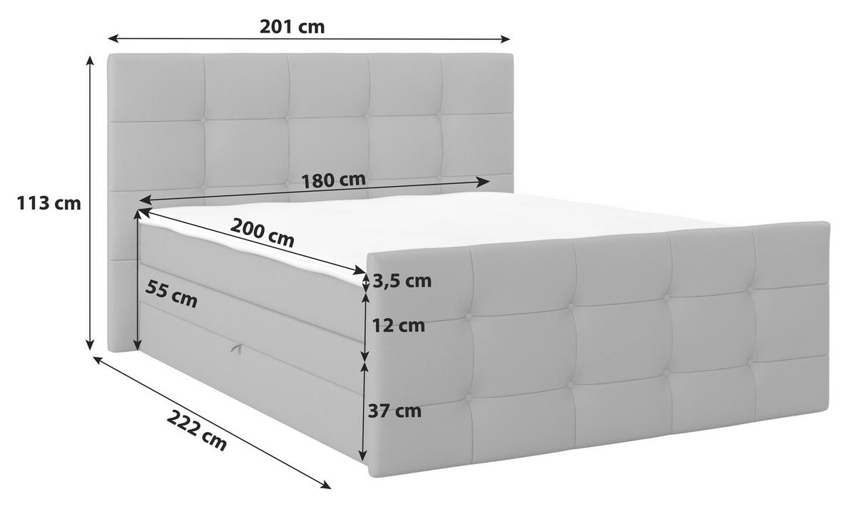 PAT BOXSPRING JOSIE C - gri albastru, Modern, plastic/lemn (180/200cm) - Modern Living