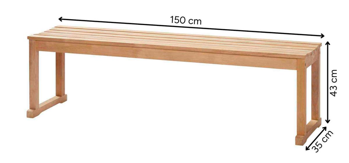 Sitzbank Vega - Teakfarben, Konventionell, Holz (150/43/40cm) - MID.YOU