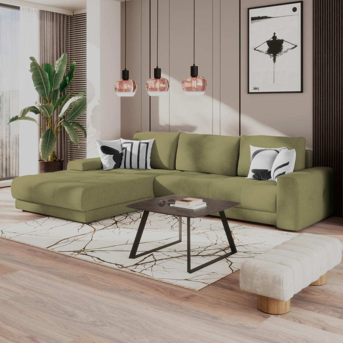 Kutna Garnitura Adria - zelena, Trend, tekstil (213/308cm) - Luca Bessoni