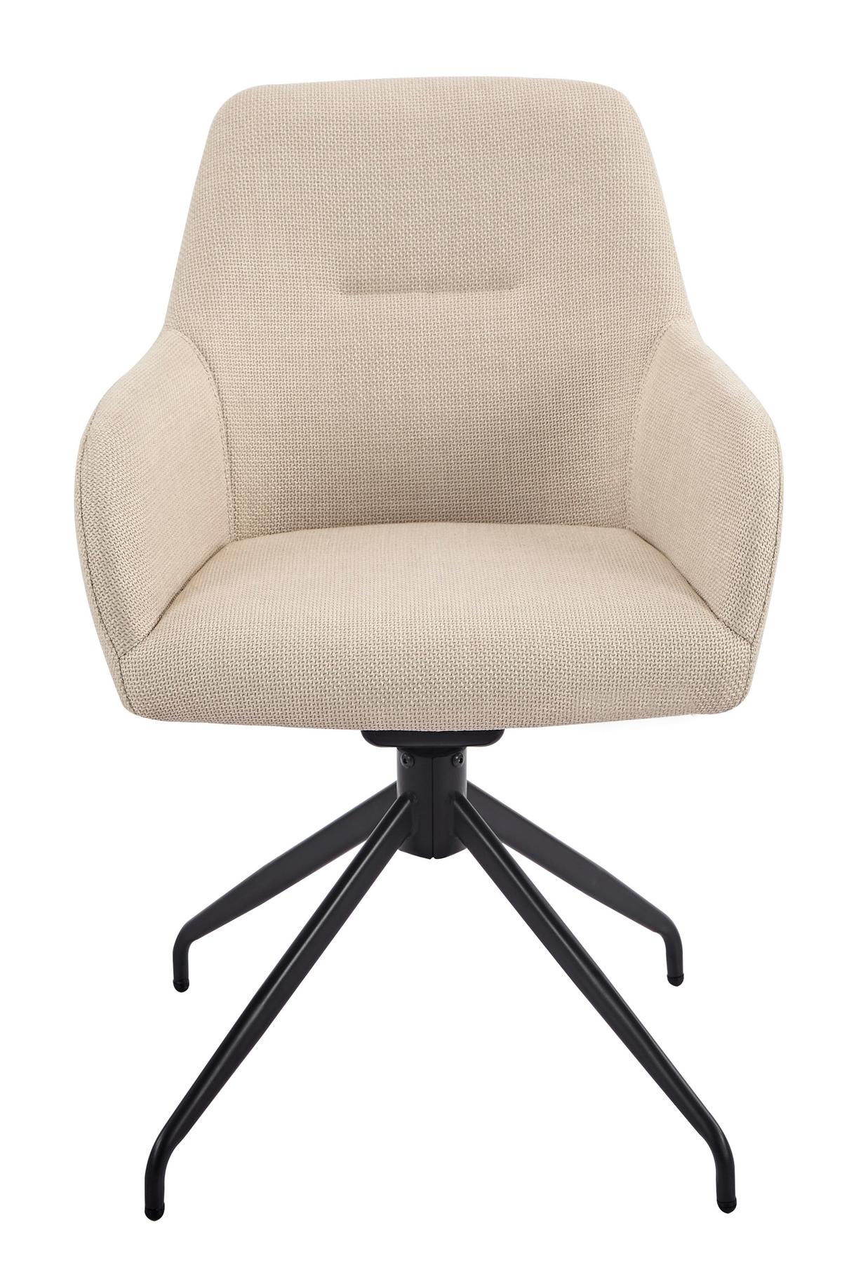 ARMLEHNSTUHL-SET TRIEST S 2ER-SET - Beige/Schwarz, MODERN, Textil/Metall (56/83/60cm) - MID.YOU