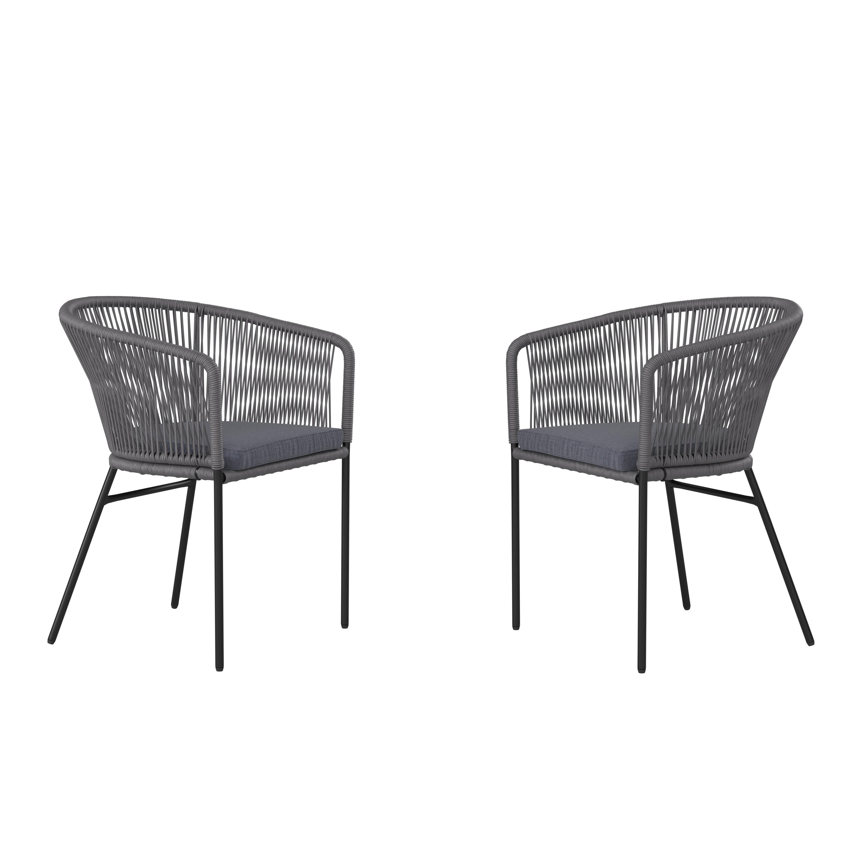ZESTAW FOTELI OGRODOWYCH MALMEDY - czarny/szary, Modern, metal/tkanina (56/72/59cm) - Ambia Garden