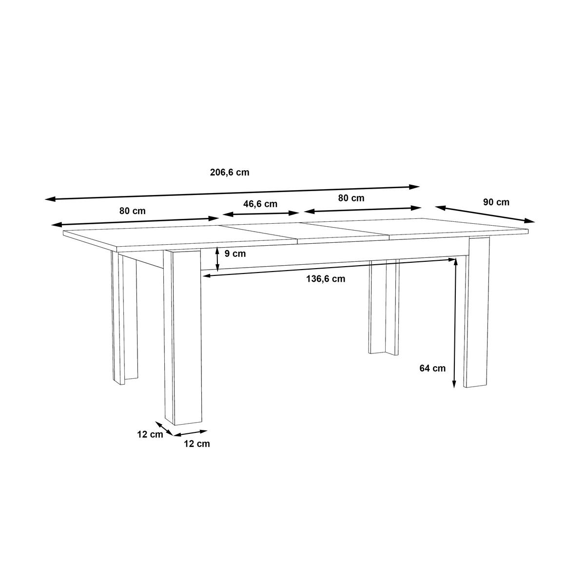 Masă extensibilă Montreal - alb/culoare coconar, Konventionell, metal/material pe bază de lemn (160-206,6/75/90cm) - Premium Living