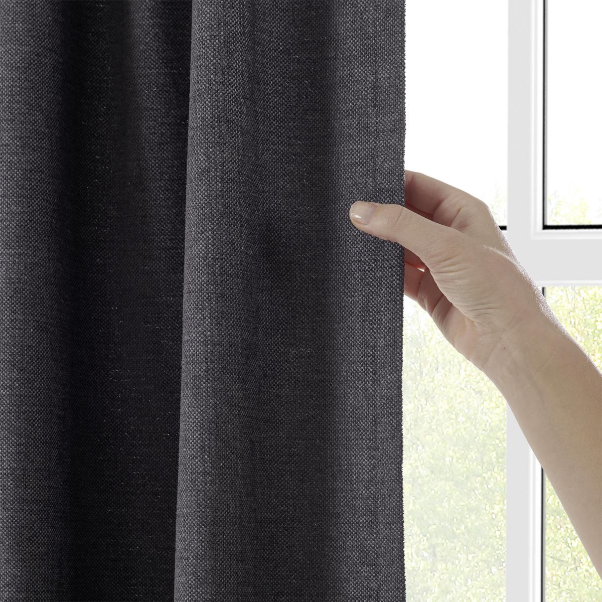 Készfüggöny Elias - antracit, Konventionell, textil (135/245cm) - Premium Living