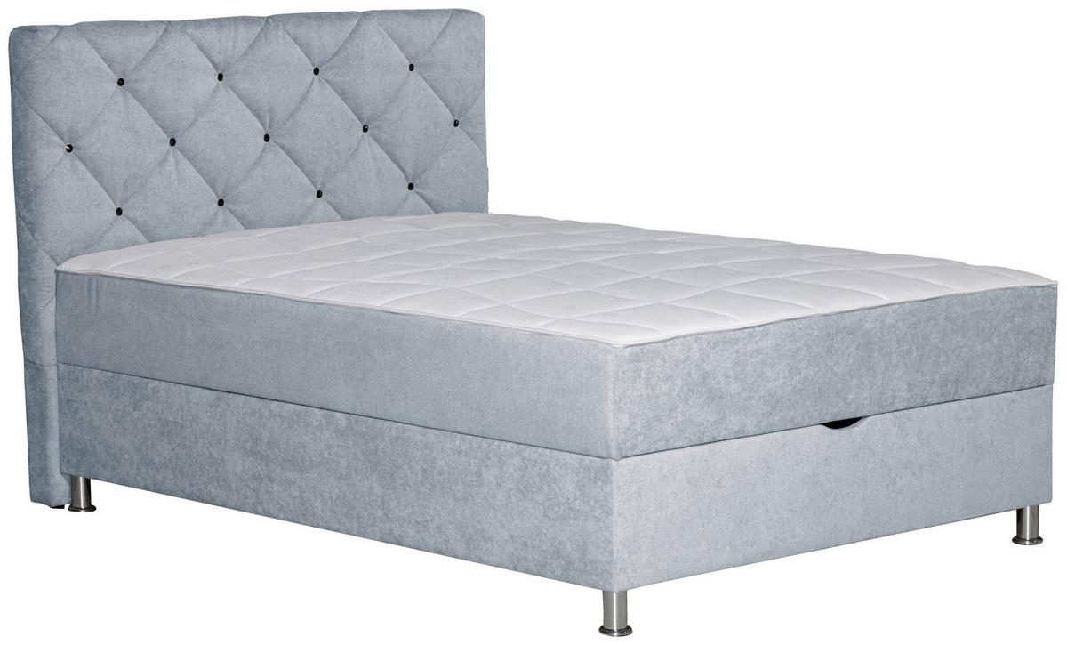 Box Krevet Black Diamond - svijetlo siva/boje kroma, Design, tekstil/plastika (120/200cm) - Modern Living