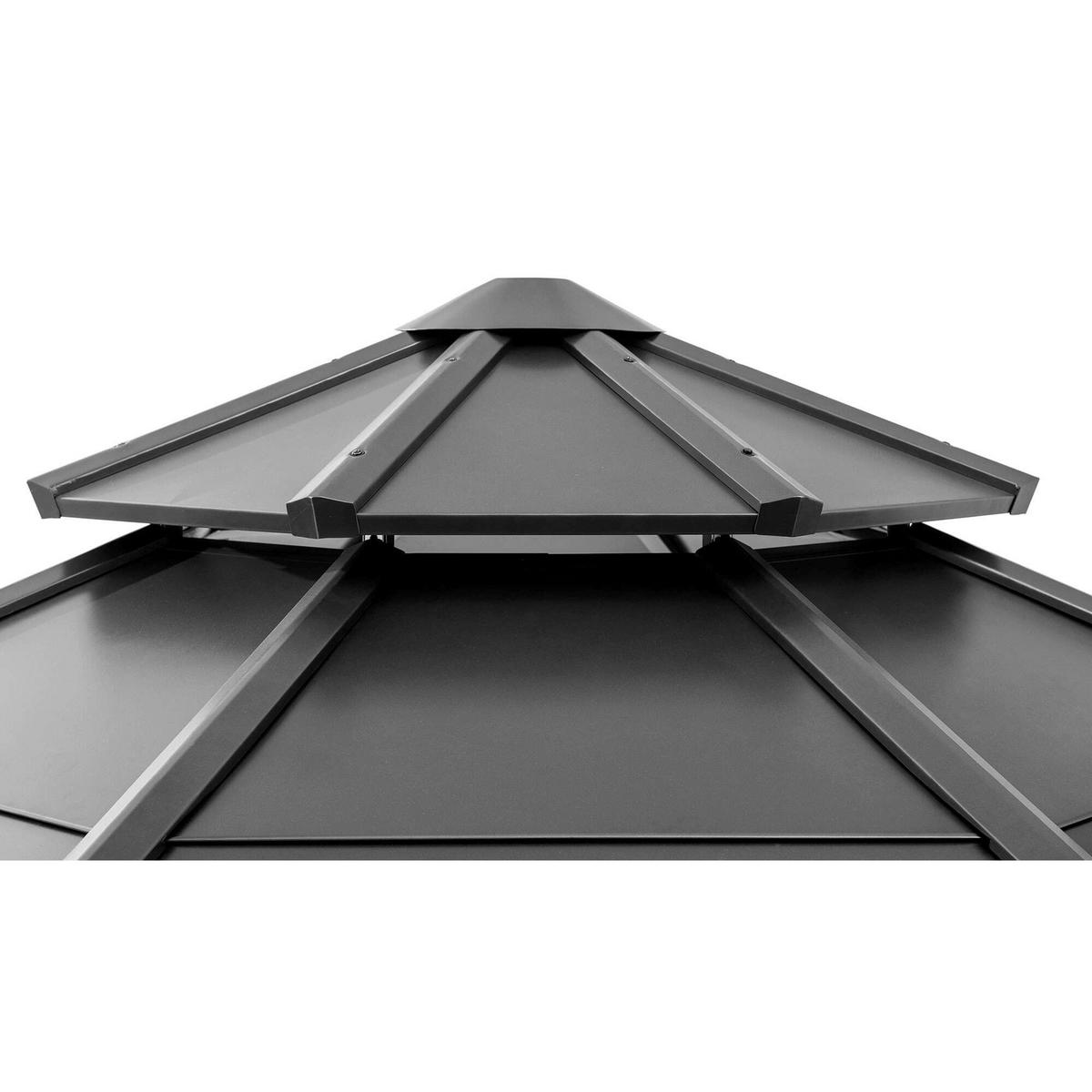 Pavillon Gazebo Eggi Anthrazit Echtholz - Anthrazit, Basics, Kunststoff/Metall (396/318/396cm)