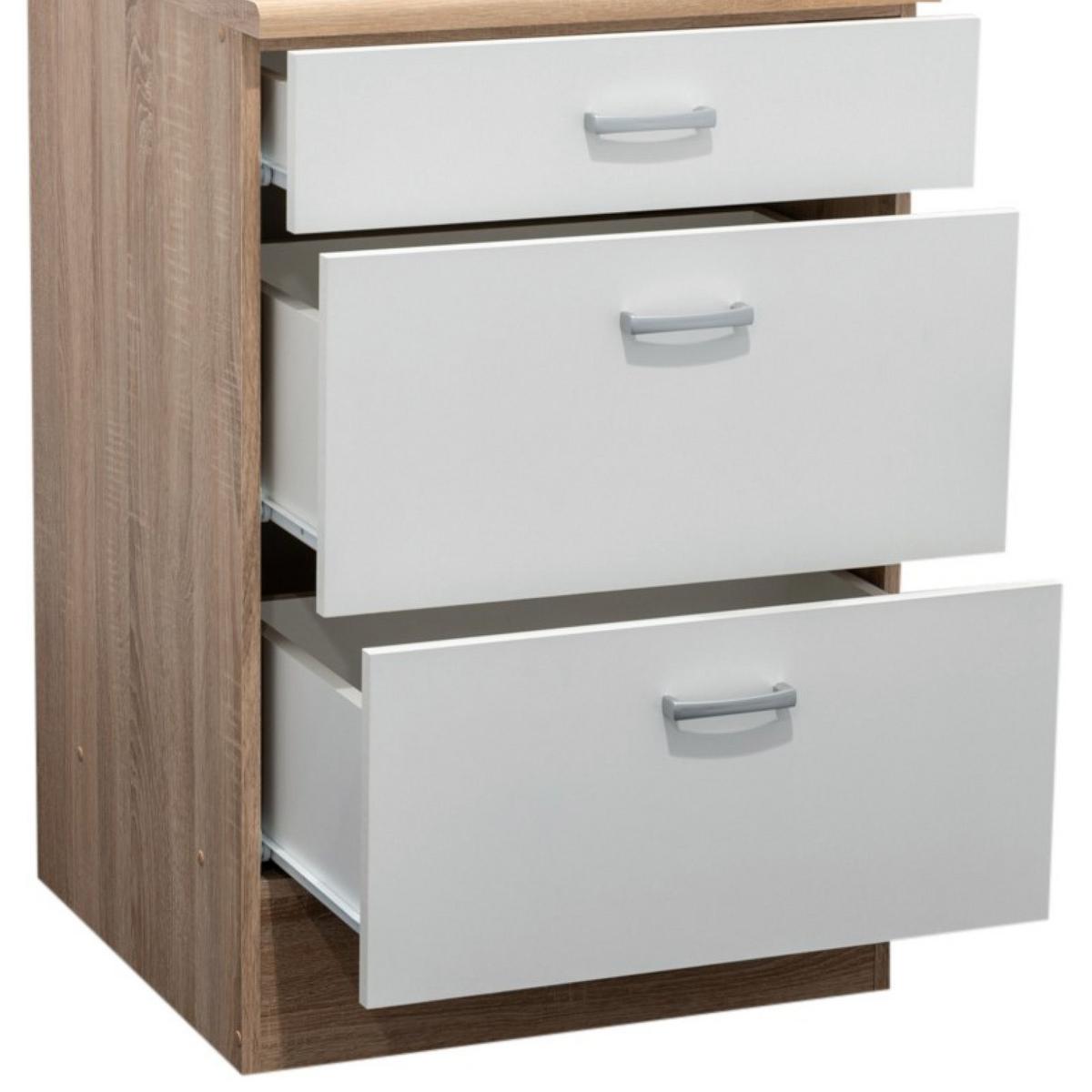 Kuhinjska Spodnja Omarica Andy, Bela, Barva Hrasta - srebrne barve/barve hrasta, Basics, umetna masa/leseni material (60/90/60cm) - Modern Living