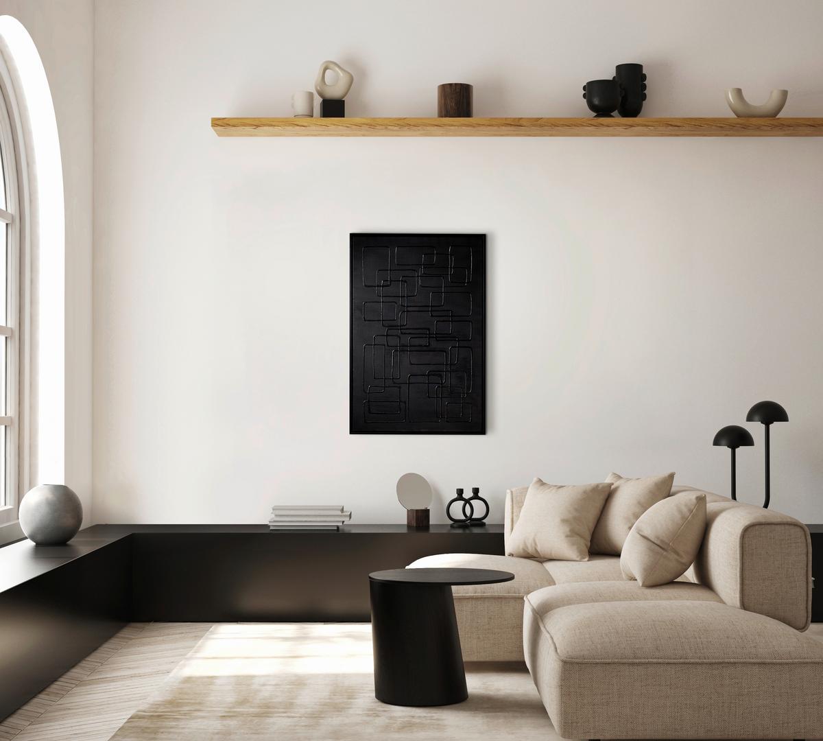 Tablou cu ramă Denise Small cca. 60x90 cm - negru, plastic/lemn (60/90cm) - Premium Living