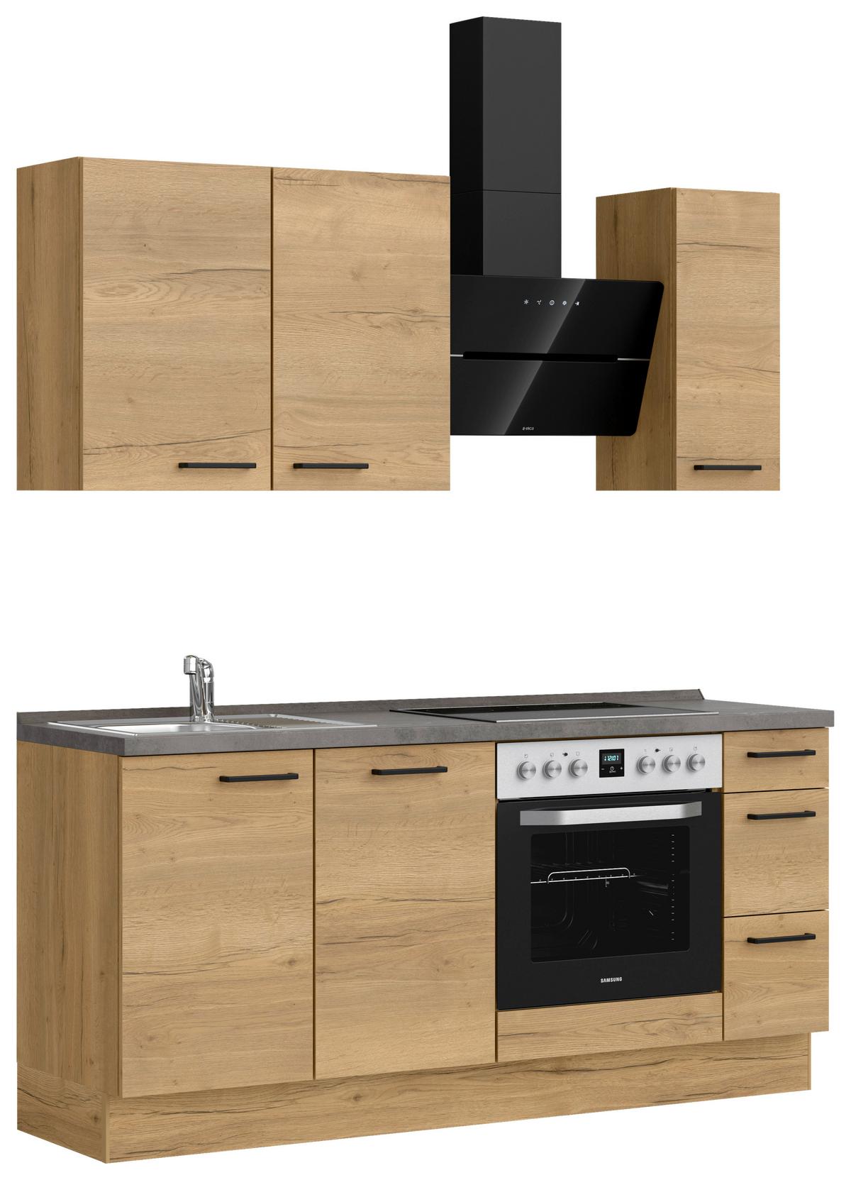 Küchenleerblock Structura High o. Geräte Eiche - Schieferfarben/Eichefarben, MODERN, Holzwerkstoff/Metall (180cm) - Nobilia