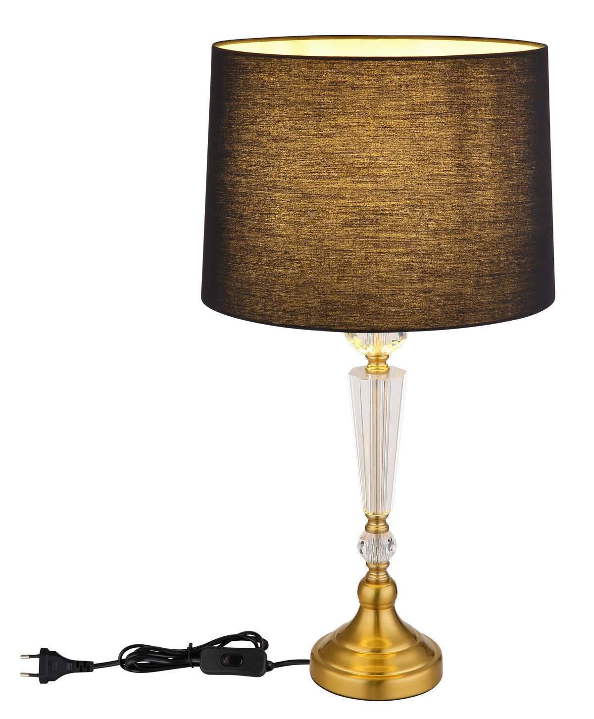 Tischleuchte Arro Schwarz/Messing max. 40 Watt - Klar/Messingfarben, KONVENTIONELL, Glas/Textil (35/66cm) - Globo
