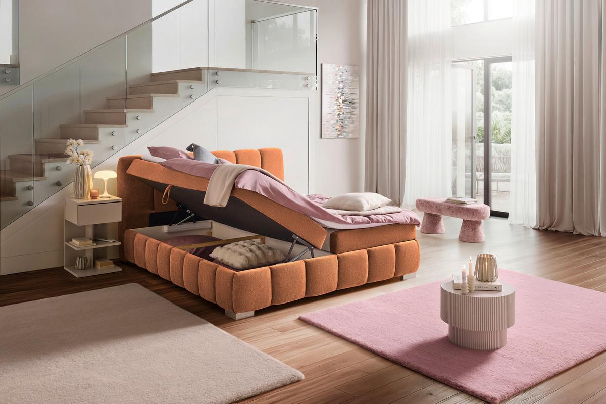 Boxbett Elaris Rostfarben ca. 140x200cm - Chromfarben/Rostfarben, KONVENTIONELL, Kunststoff/Textil (140/200cm) - Mömax