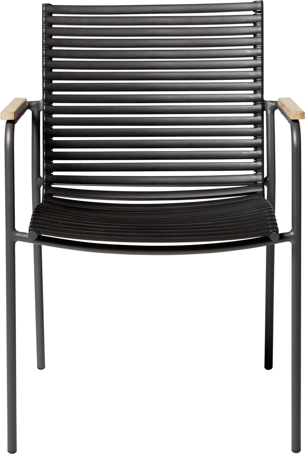 Stapelstuhl Mood Classic Anthrazit/Teakholz - Anthrazit/Schwarz, KONVENTIONELL, Holz/Kunststoff (60/84/56cm) - Gardenson