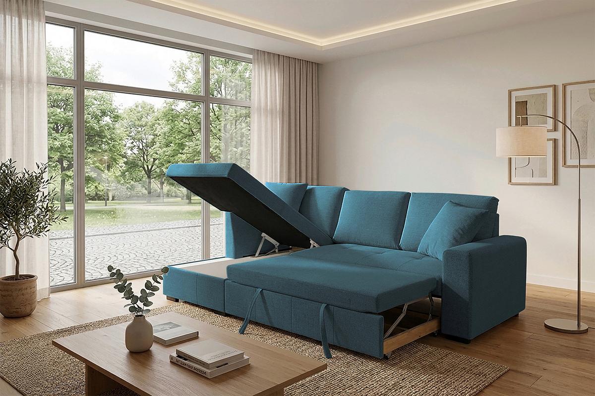 Kutna Garnitura Lukas - plava, Trend, tekstil (158/239cm) - Modern Living
