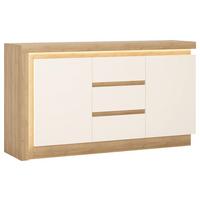 Comodă LYON HELL - culoare lemn stejar/alb lucios intens, Trend, material pe bază de lemn (157,6/89,1/42cm) - Modern Living