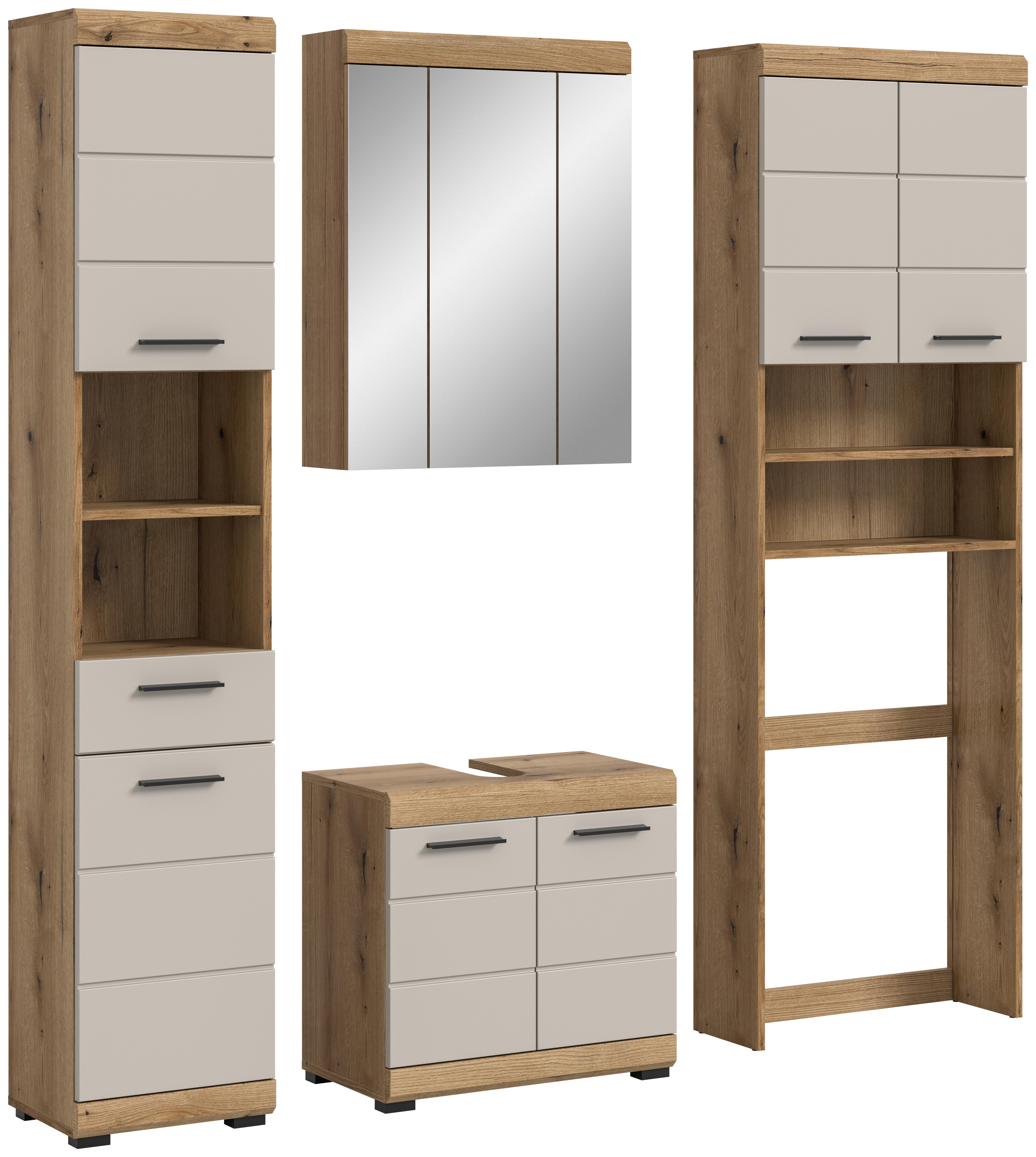 Badezimmer Scout 4-tlg. ca. 160 cm Kaschmir - Kaschmir/Schwarz, MODERN, Holzwerkstoff/Kunststoff (160cm) - MID.YOU
