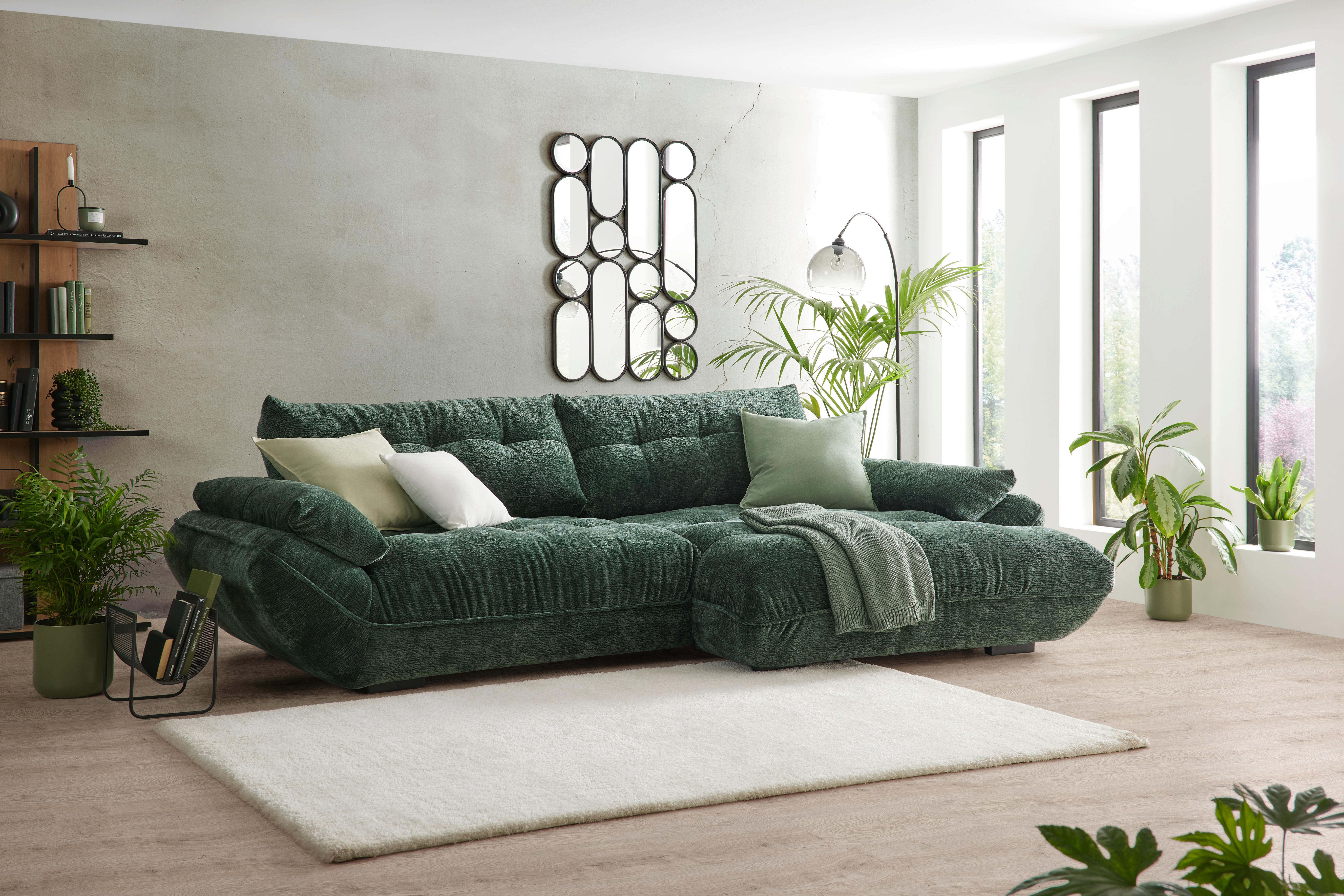 Wohnlandschaft Vivo Dunkelgrün - Dunkelgrün/Schwarz, MODERN, Kunststoff/Textil (317/63/179cm) - Premium Living
