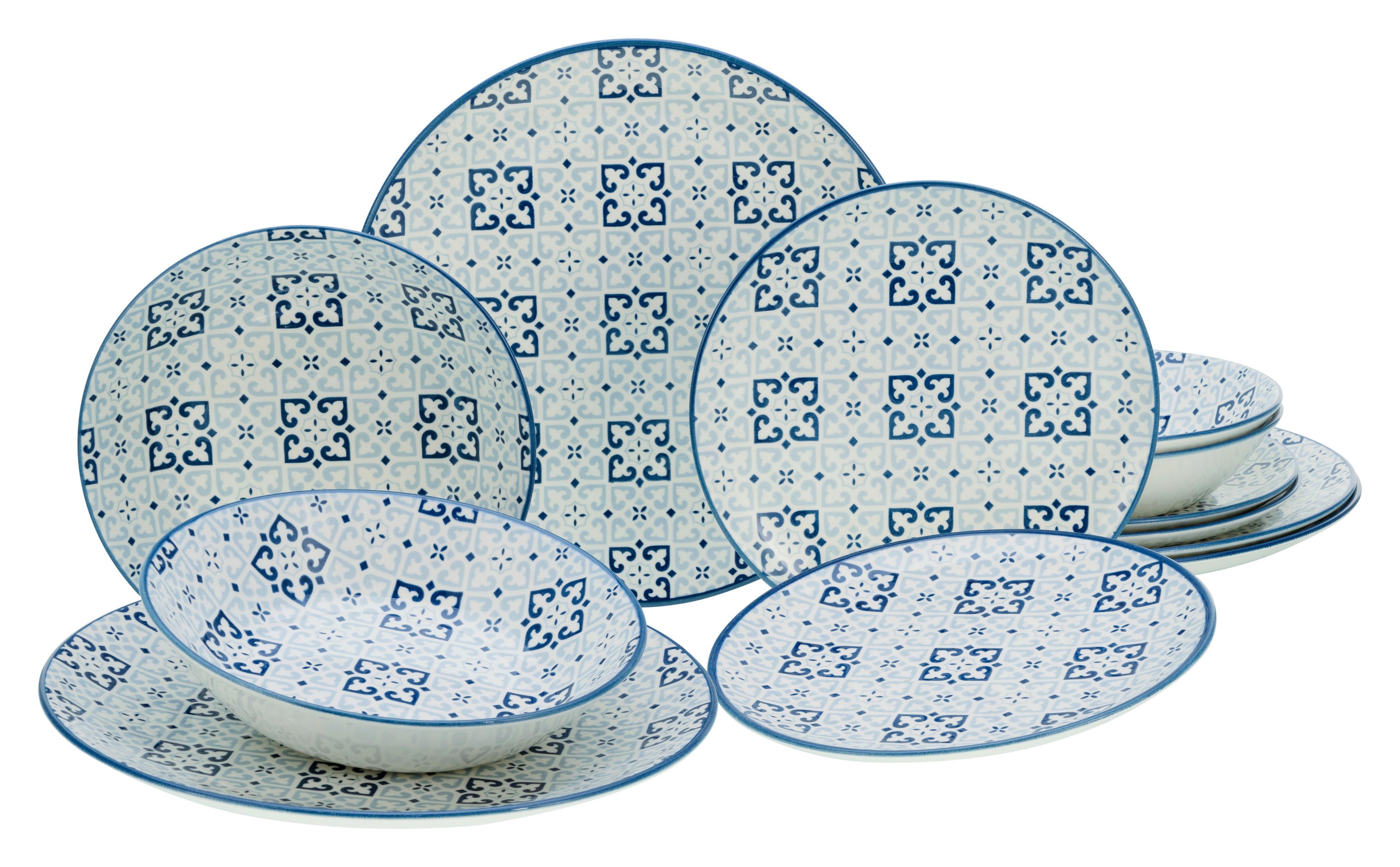 Jedilni Servis Yara Blue, 12-Delni - modra/bela, Basics, keramika - Creatable