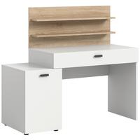 Schreibtisch Match ca. 130x54x117 cm Weiß/Eiche - Eichefarben/Anthrazit, Design, Holzwerkstoff/Kunststoff (130/54/117cm) - MID.YOU