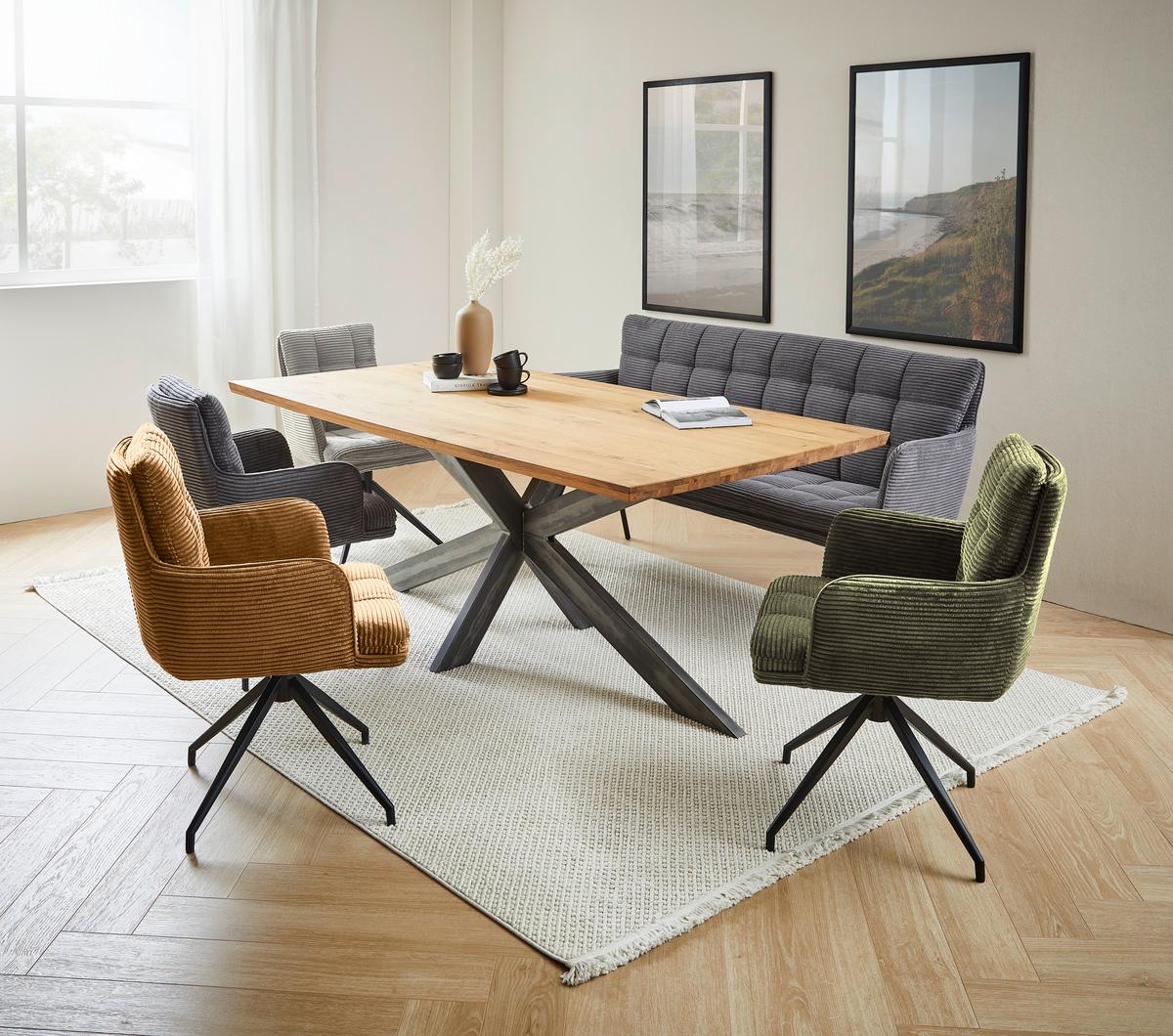 KRZESŁO Z PODŁOKIETNIKAMI POLLY -EXKLUSIV- - jasnoszary/czarny, Design, metal/tkanina (66/89/64cm) - Stylife