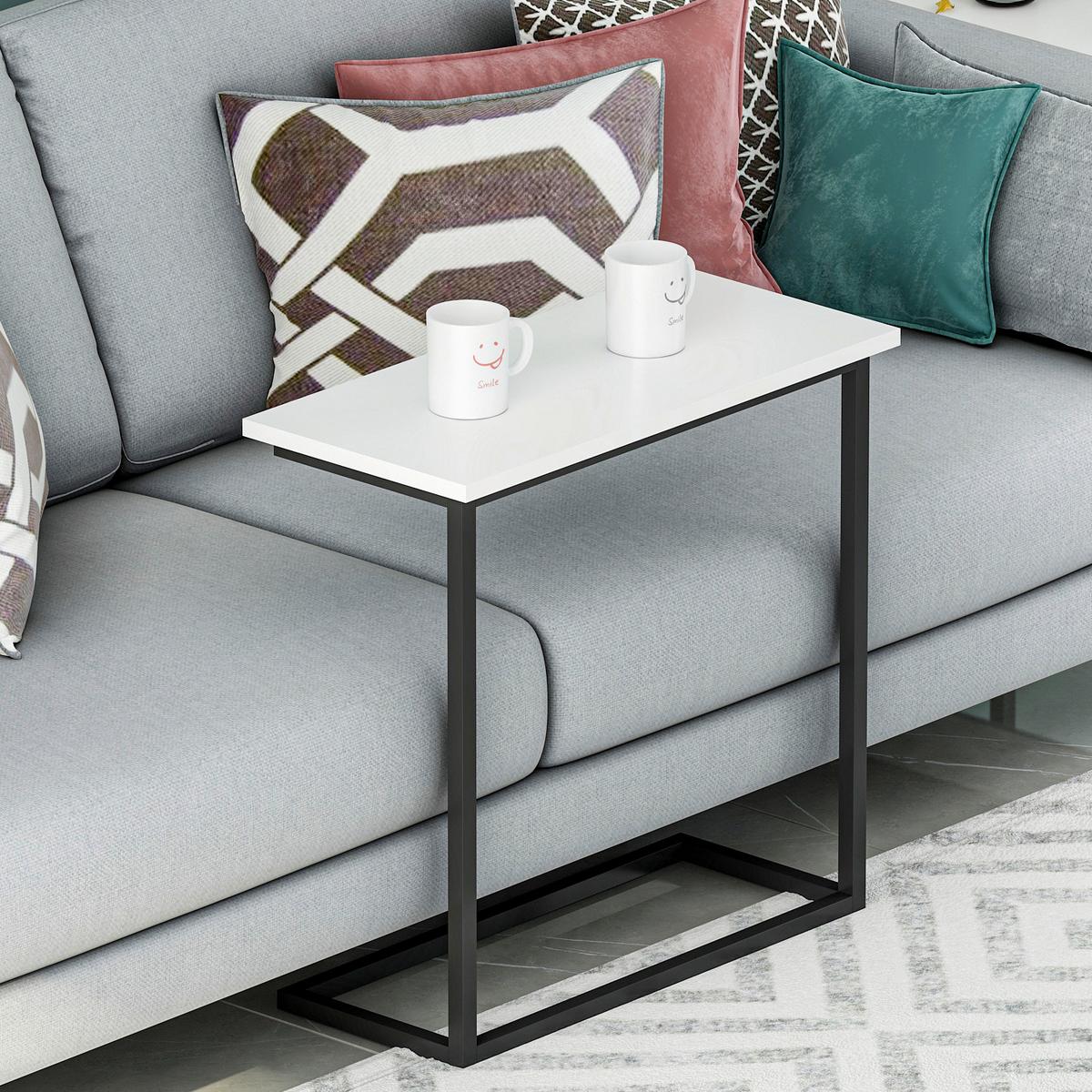 BEISTELLTISCH NARIN BEISTELLTISCH - Weiss/Schwarz, Design, Holzwerkstoff/Metall (64/30/62cm) - Livetastic