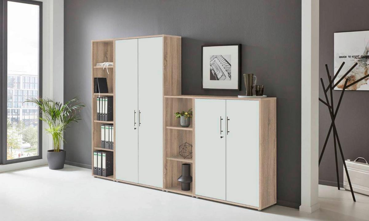 Büro Office Edition Set 4 Weiß/Sonoma Eiche - Weiß/Sonoma Eiche, MODERN, Holzwerkstoff - MID.YOU