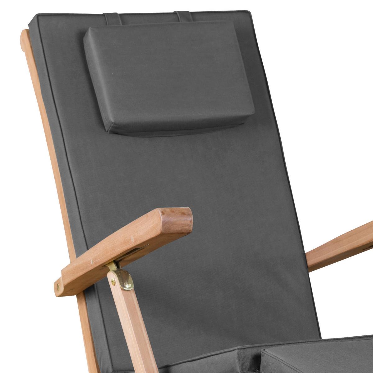 Sonnenliege Woodie Teak - Grau/Teakfarben, Basics, Holz (60/93/170cm) - Gardenson