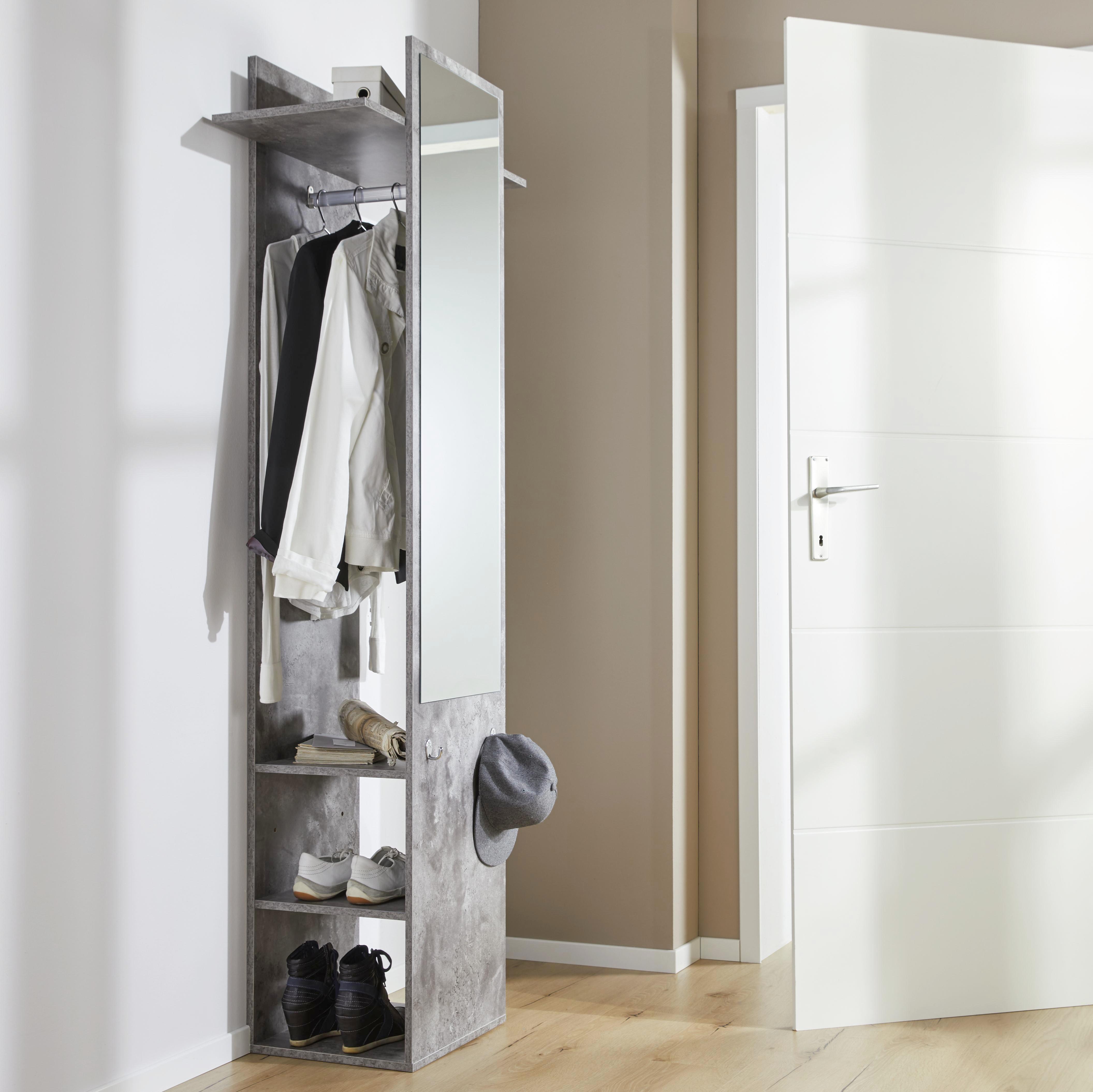 Garderobenschrank in Graphit 'Aldona' - Graphitfarben, MODERN, Holz (70/188/35cm) - Bessagi Home