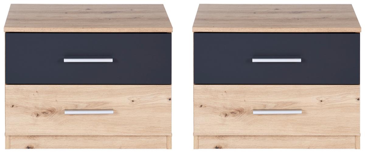 Dormitor Katrin - culoare lemn stejar/grafit, Konventionell, material pe bază de lemn - Best Price