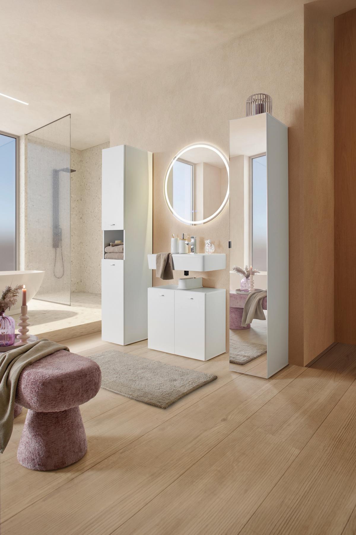 Hochschrank Basix Weiß ca. 30x185x39,6cm - Chromfarben/Weiß, Basics, Holzwerkstoff/Kunststoff (30/185/39,6cm) - Mömax