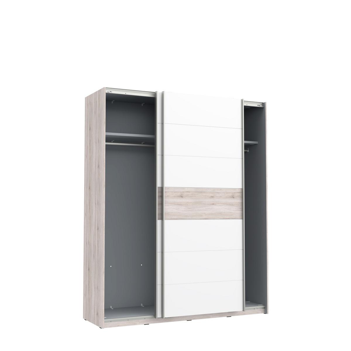 Omara Z Drsnimi Vrati Rondino, Barva Hrasta, Bela - barve hrasta/bela, Basics, kovina/leseni material (170,3/209,7/61,2cm) - Carryhome