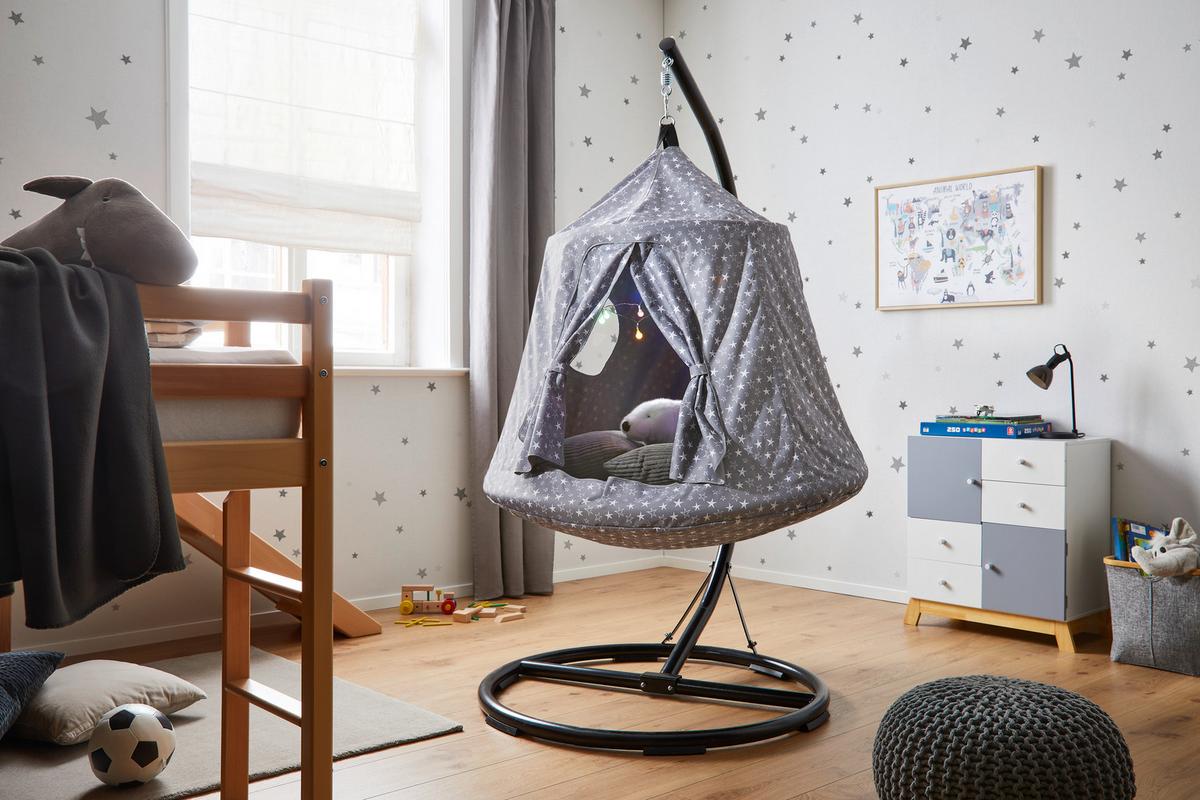 Hängesessel für Kinder, grau, weiß, "Maya", mit Kissen online kaufen mömax
