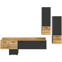 Ansamblu mobilier camera de zi GOAL - culoare lemn stejar/gri, Design, material pe bază de lemn (247/196/37cm) - Modern Living