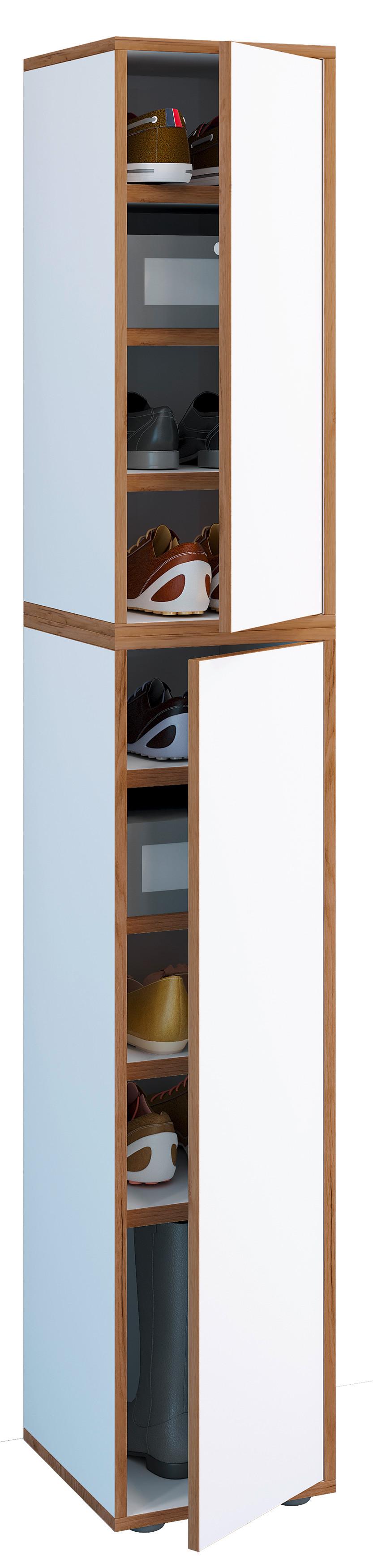 SCHUHSCHRANK SALIA - Honigeiche/Weiss, Design, Holzwerkstoff (30/183/33cm) - MID.YOU