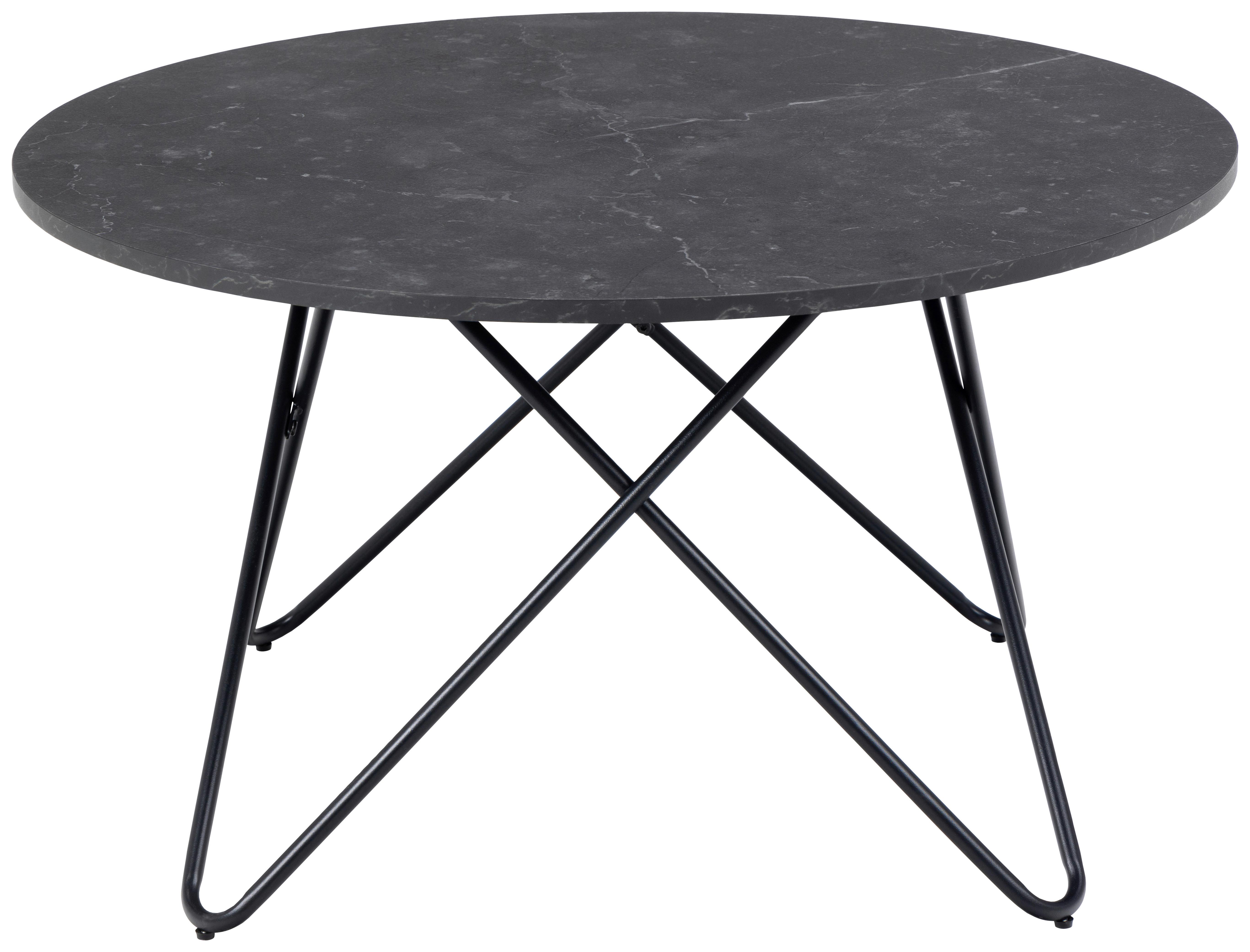 Măsuță de cafea WYRE - negru, Trend, metal/material pe bază de lemn (80/45cm) - Modern Living