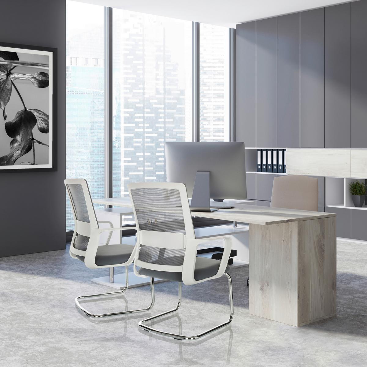 Konferenčni Stol Visiter W, Siva - srebrne barve/siva, Basics, kovina/tekstil (60/97-98/60cm) - MID.YOU