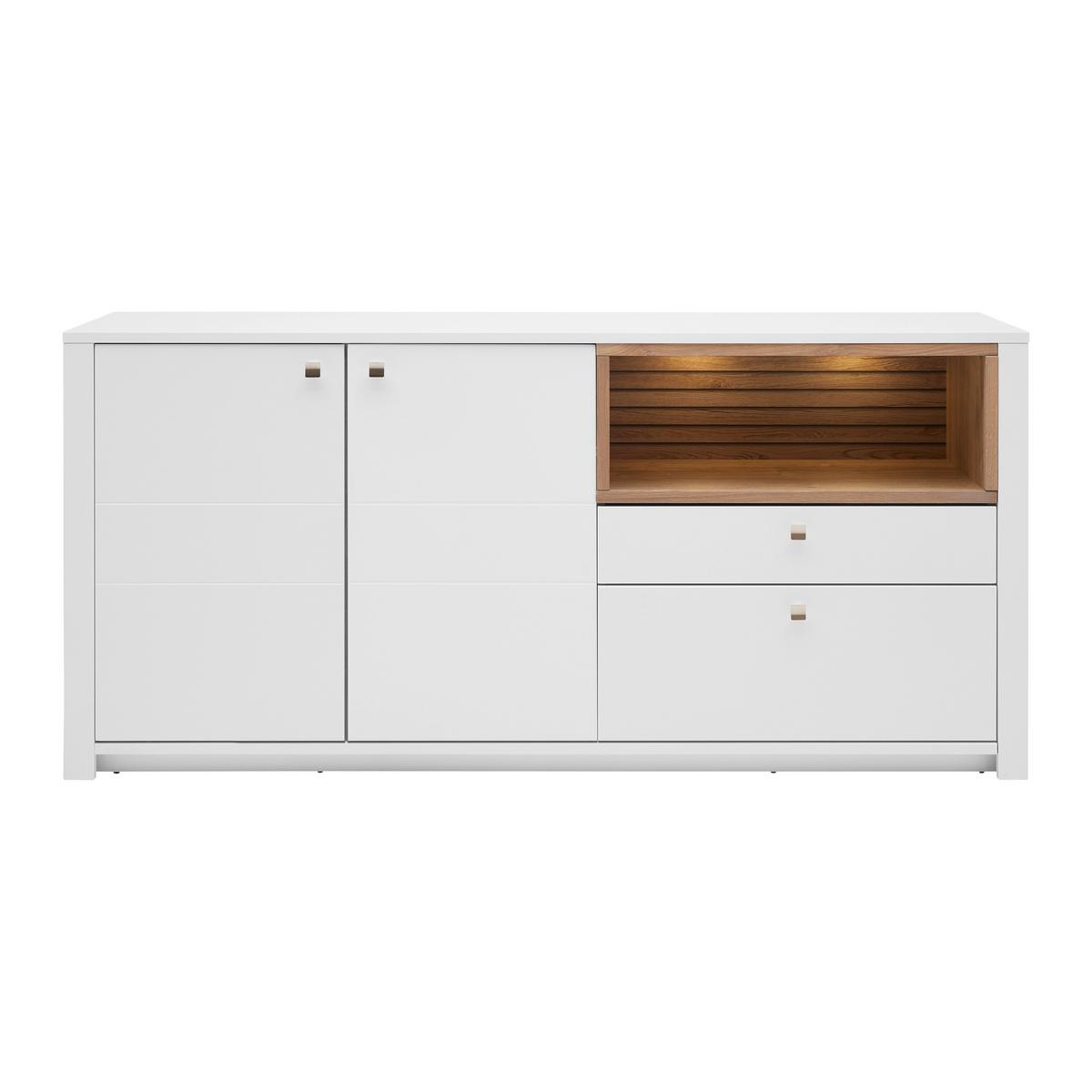 Sideboard Whitehouse Weiß/Eichefarben - Edelstahlfarben/Eichefarben, MODERN, Holz/Holzwerkstoff (192/90/47cm) - Premium Living