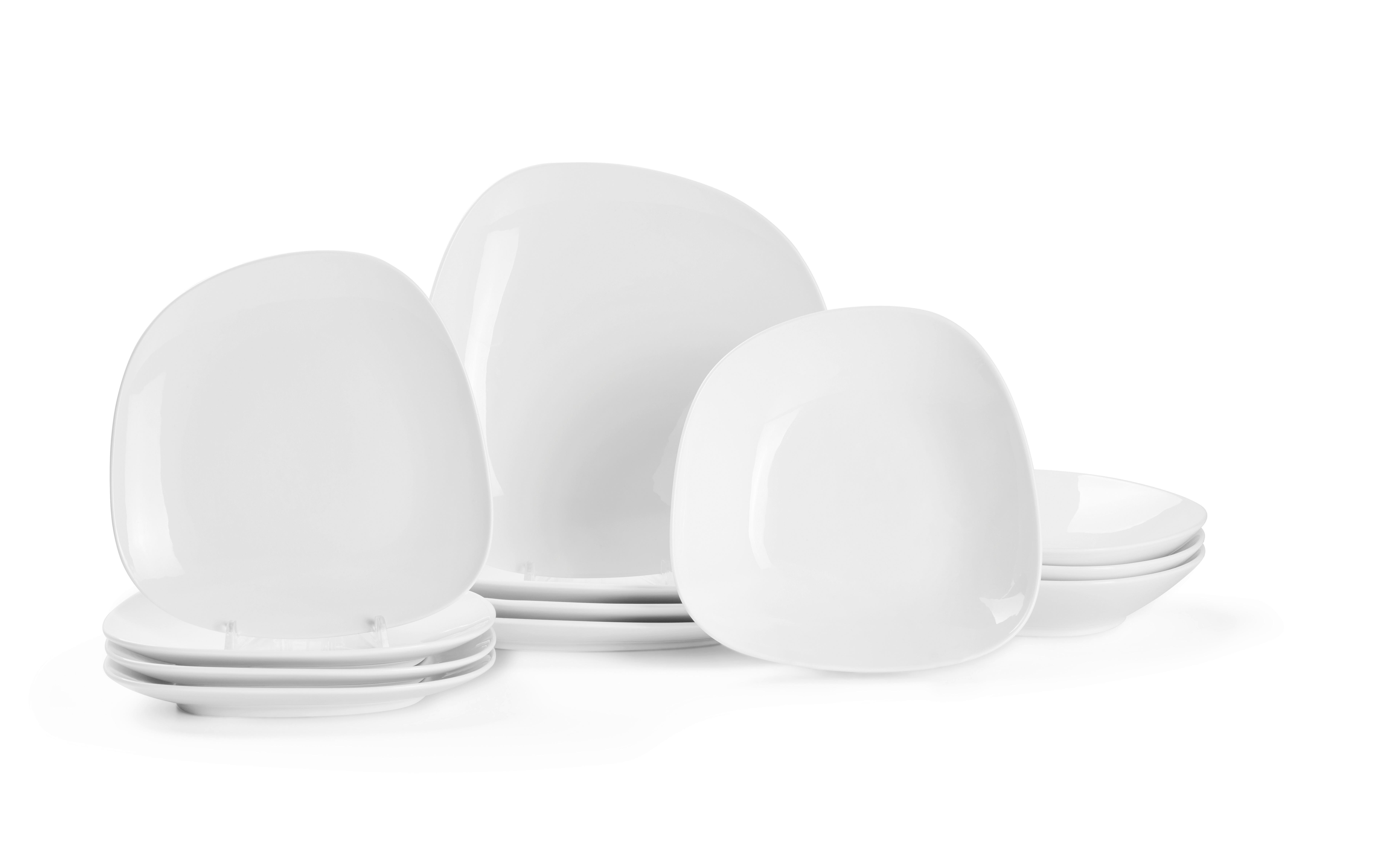 Serviciu de masă 12/1 Cleo - alb, Modern, ceramică - Mömax