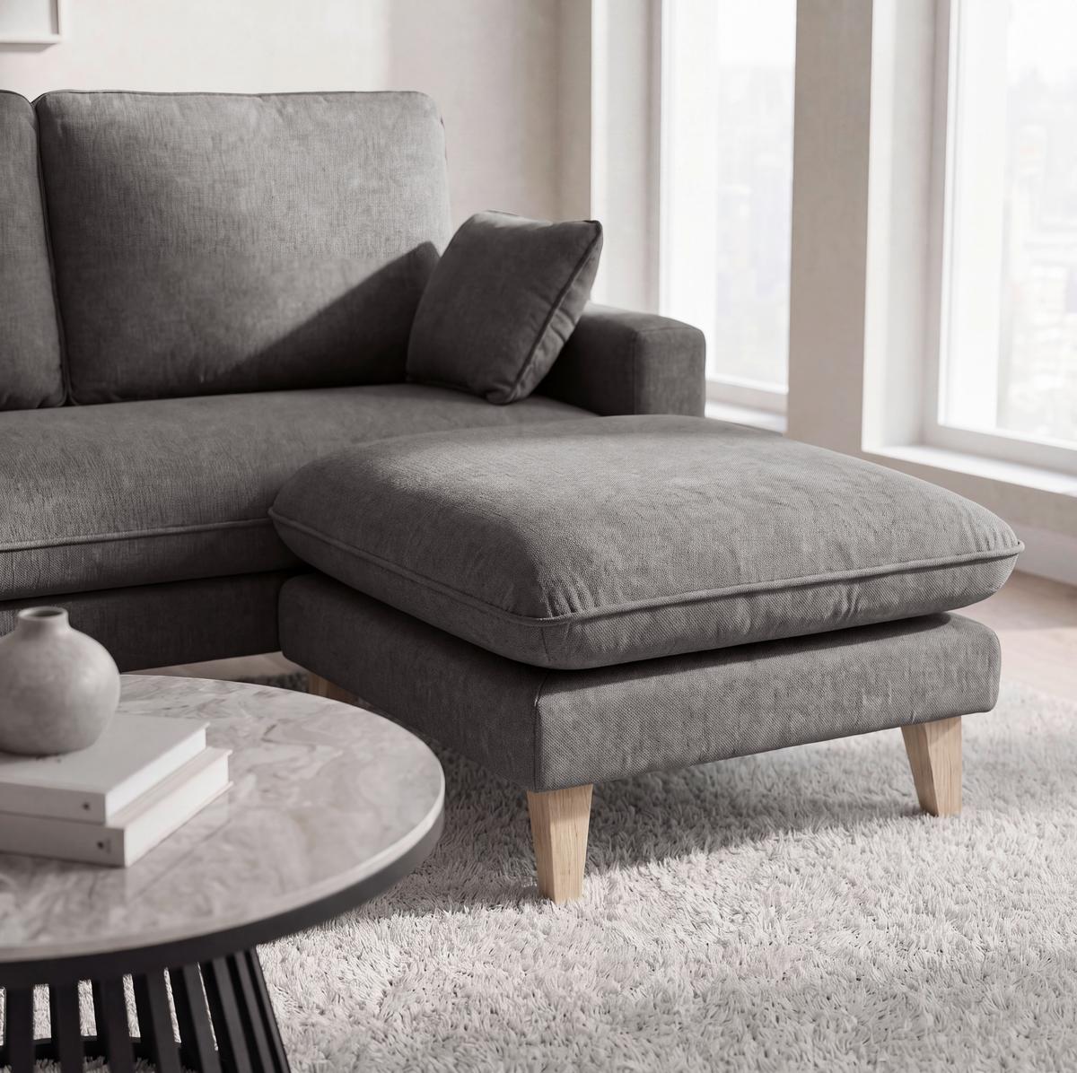 Kutna Garnitura Illa - tamno siva/boje bukve, Moderno, tekstil/drvo (154/155cm) - Bessagi Home