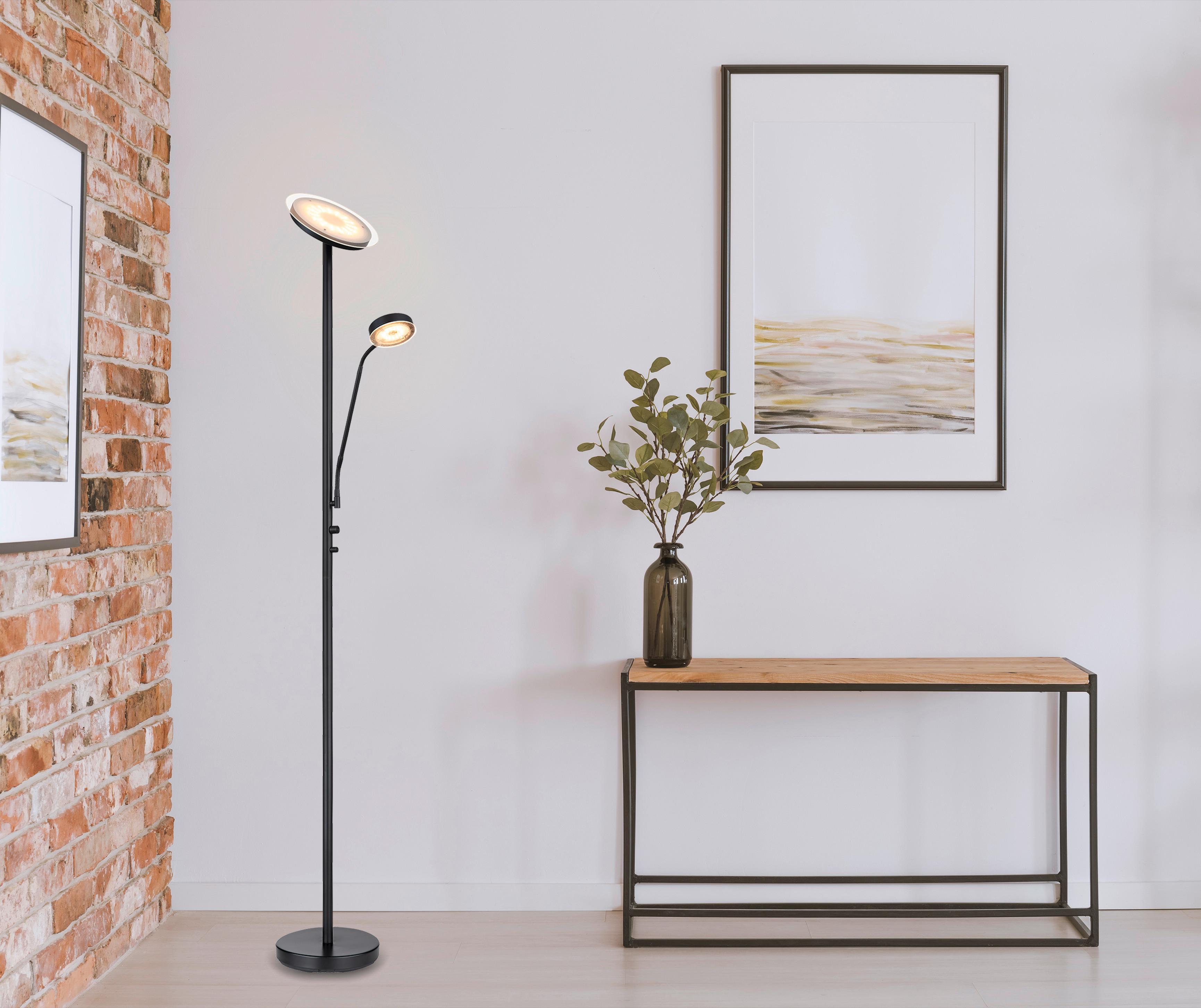 LED-STEHLEUCHTE 59092 - Schwarz, Design, Glas/Metall (26/180cm) - Globo