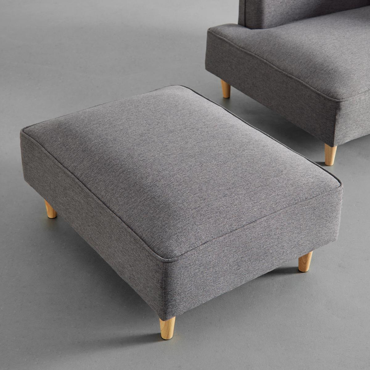 Sofa Fanny Dunkelgrau Leinenoptik mit Hocker - Dunkelgrau/Naturfarben, MODERN, Holz/Textil (154/55/73cm) - Bessagi Home