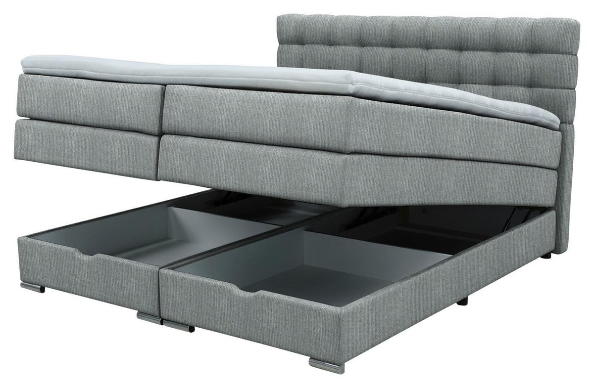 Boxspringbett London Dunkelgrau ca. 160x200cm - Chromfarben/Dunkelgrau, MODERN, Holz/Holzwerkstoff (160/200cm) - Premium Living