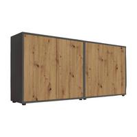 Sideboard Mailand Set 2 Anthrazit/Eiche - Anthrazit/Schwarz, MODERN, Holzwerkstoff/Kunststoff (158/73/33cm) - MID.YOU