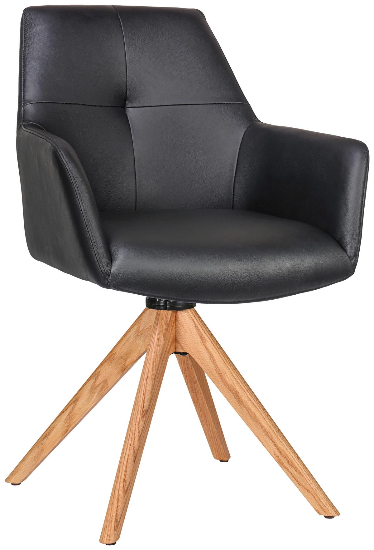 KRZESŁO Z PODŁOKIETNIKAMI MEDUSA -EXKLUSIV- - kolor dębowy/kolor naturalny, Konventionell, skóra/drewno (59,5/87,5/63cm) - Novel