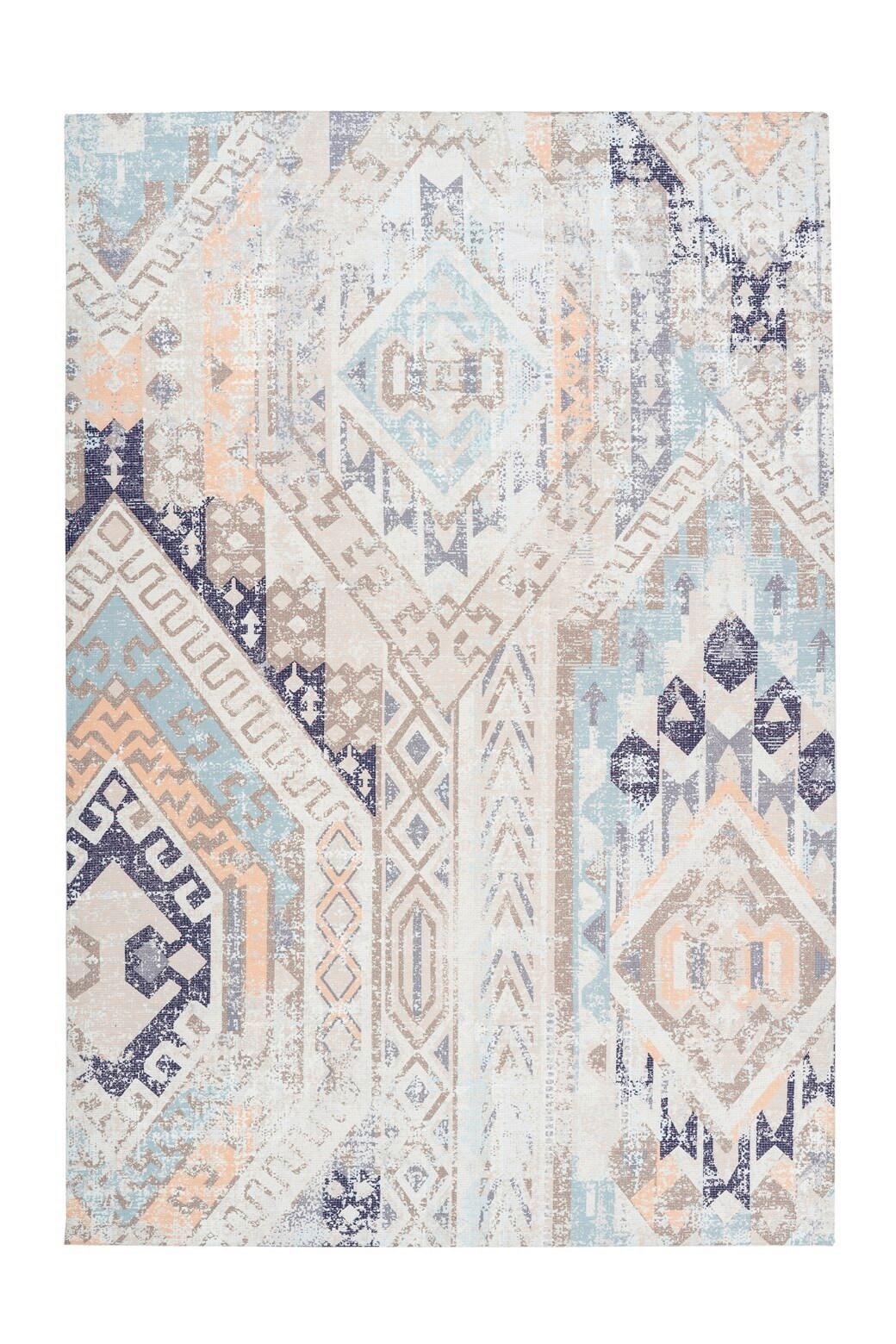 Flachwebeteppich Indiana 200 Multi / Blau - Blau/Multicolor, Konventionell, Textil (120/170cm) - Kayoom