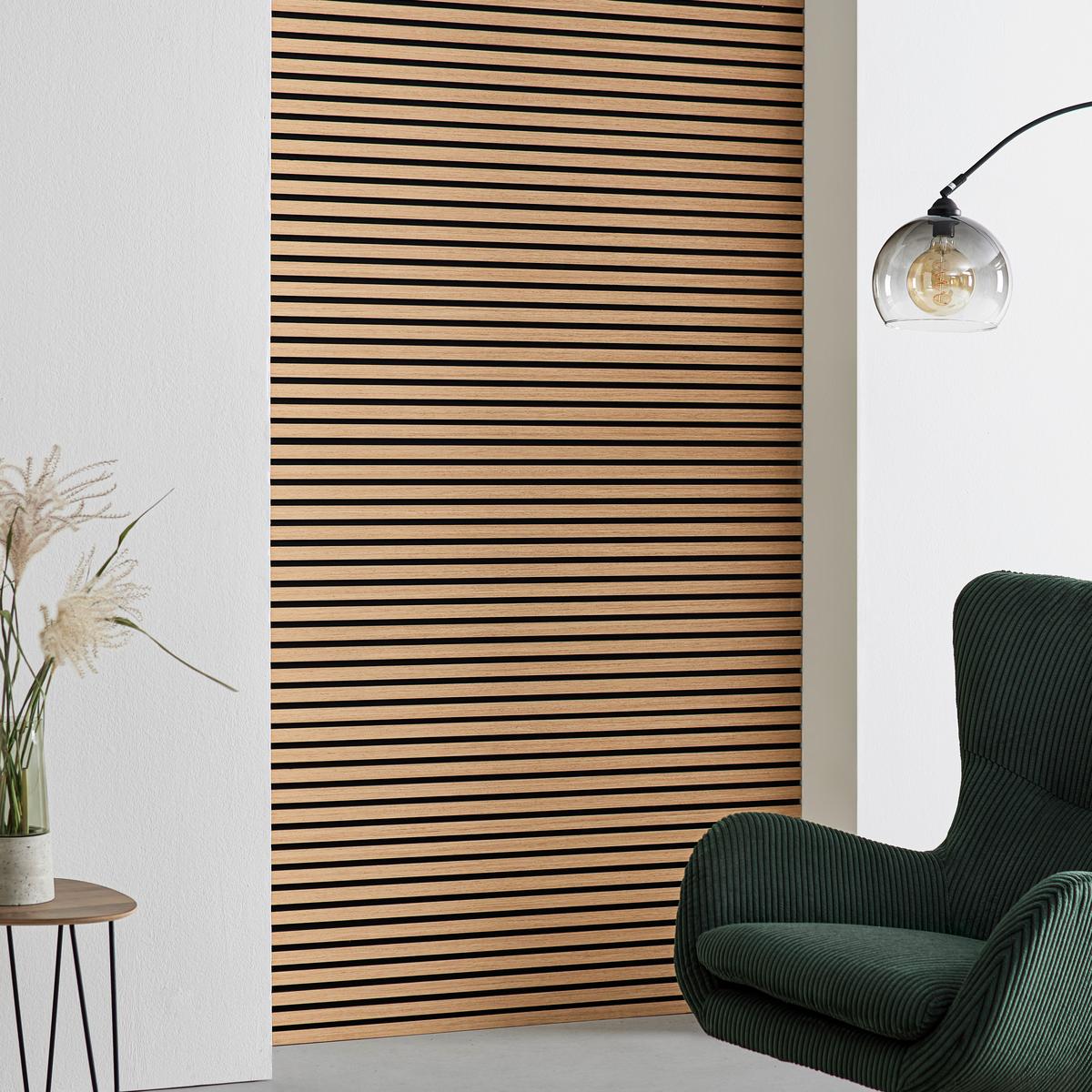 Zidni Panel Grace, 2 Kom - boje hrasta/crna, Moderno, drvni materijal/drvo (60,5/120/2cm) - Modern Living